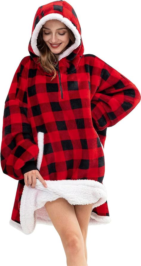 Hblife Oversized Wearable Blanket Hoodie For Adult Thick Sherpa