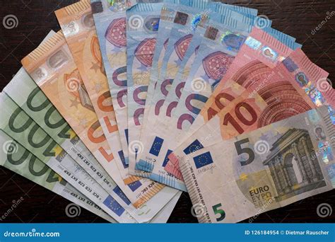 Fanned Euro Bills Of Different Denominations Stock Photo Image Of