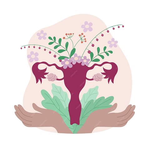 Concepto Día Mundial De La Menopausia Útero Con Flores Y Hojas Signo De