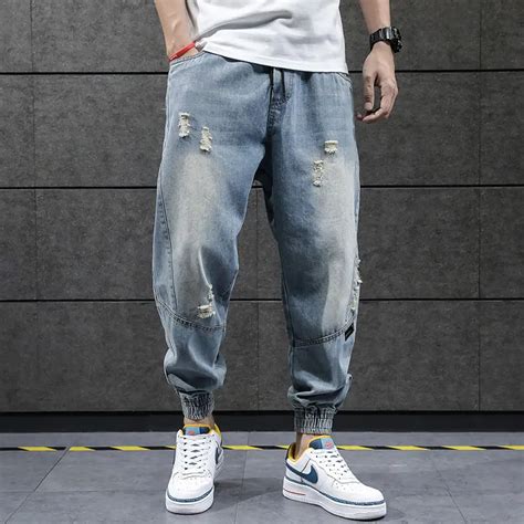 Pantalones vaqueros Harem de Hip Hop para hombre pantalón de chándal