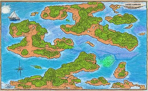 Futuristic Island Map Drawn With Crayons Detailed Stable Diffusion