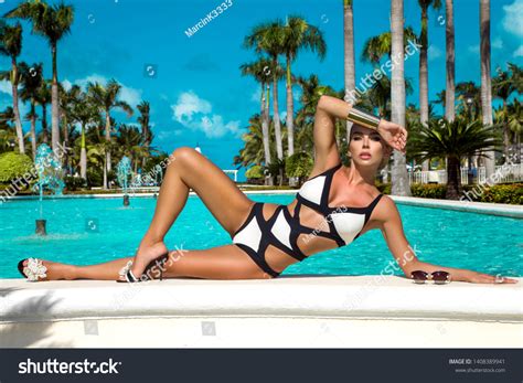 Elegant Sexy Woman Black White Bikini Stock Photo 1408389941 Shutterstock
