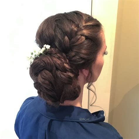 Braided Updo With Chignon Bridal Party Hair