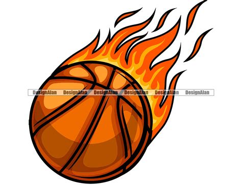 Flaming Basketball Ball Fire Flames Sports Game School Team Player ...