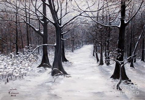 Forest Path in Winter Painting by Judy Kirouac - Pixels