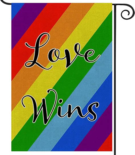 Rainbow Flag Gay Pride Garden Flag Love Wins LGBT Celebrate Pride Flag Double Sided Burlap