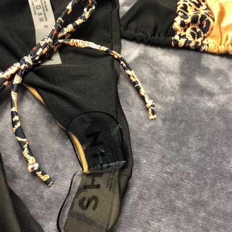 Shein Swim Cheetah Gold And Black Bikini Set Poshmark