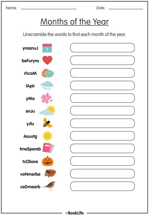 Months Of The Year Activity Sheet Booklife