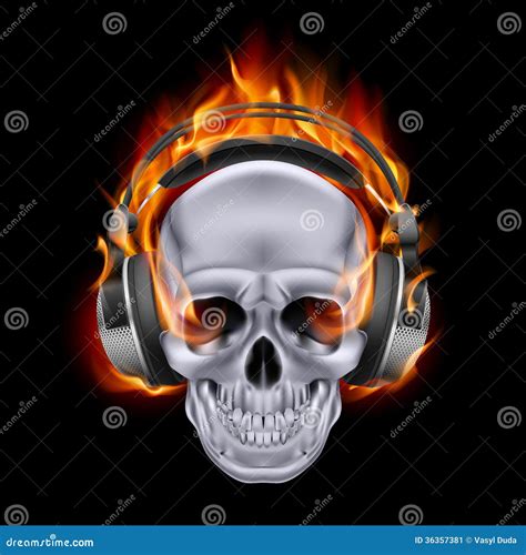 Flaming Skull In Headphones Stock Image Image 36357381