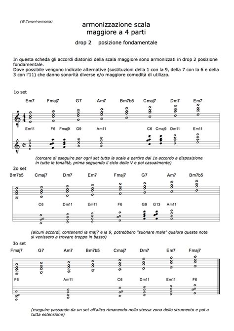 Armonizzazione Diatonica Orizzontale Scala Maggiore Drop 2 Posizione