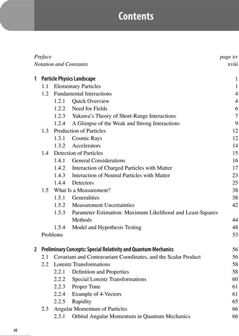 Contents Fundamentals Of Particle Physics