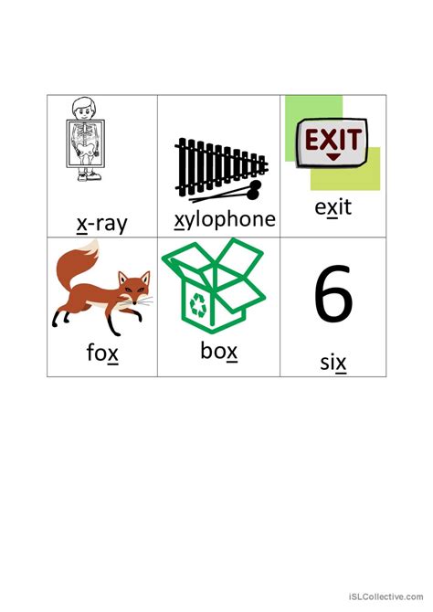 Letter X Pictureword Cards English Esl Worksheets Pdf And Doc