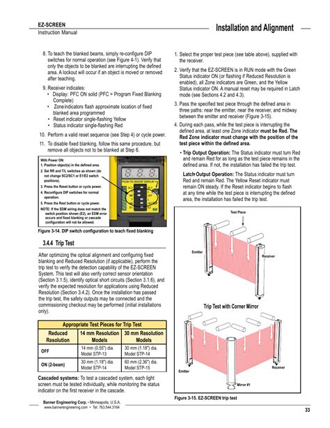 Overview, Installation and alignment, 4 trip test | Banner EZ-SCREEN ...