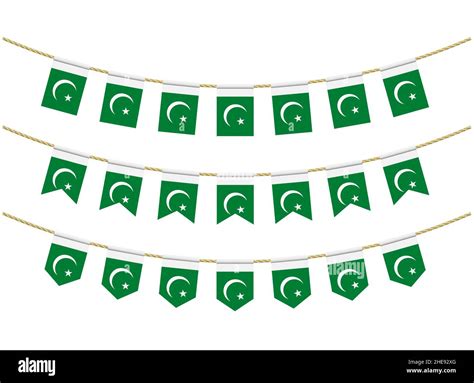 Pakistan flag on the ropes on white background. Set of Patriotic ...