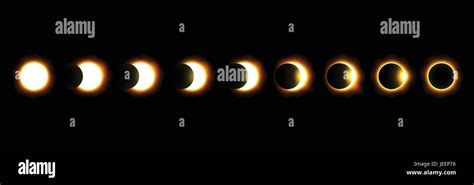 Different phases of solar and lunar eclipse . Vector Stock Vector Image ...