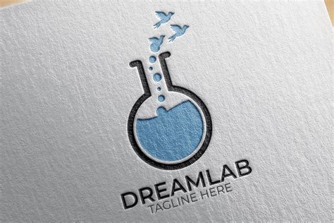 A Logo For A Science Lab With A Beakle Filled With Blue Liquid And