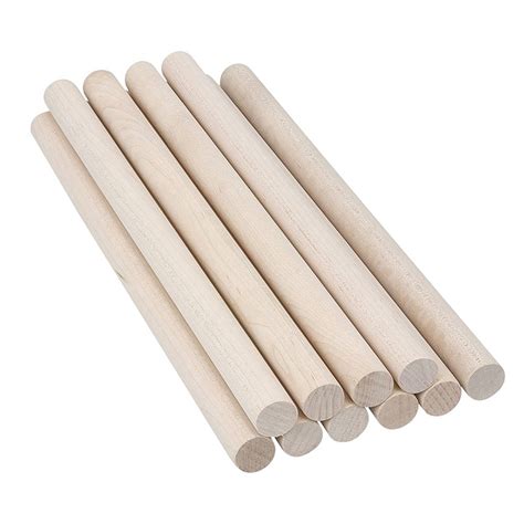 50pcs Wooden Dowel Rods Unfinished Wood Dowels Solid Hardwood Sticks