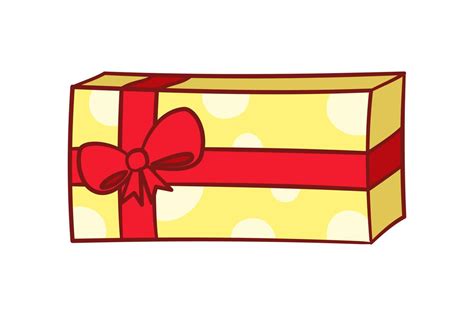 Gift Box With Bow Cartoon Christmas Or Birthday Present Illustration