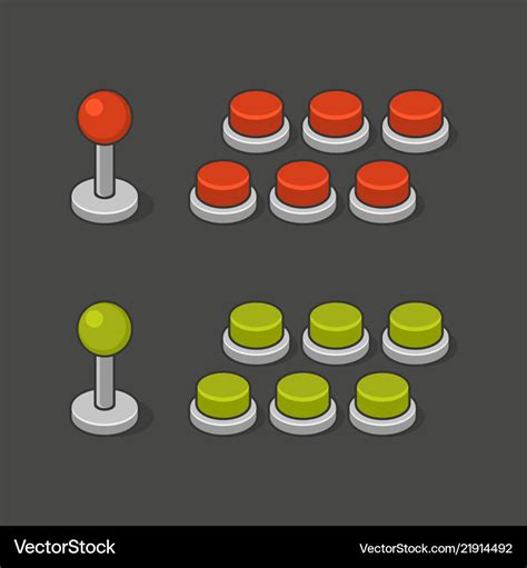 Arcade game machine buttons and joystick set Vector Image