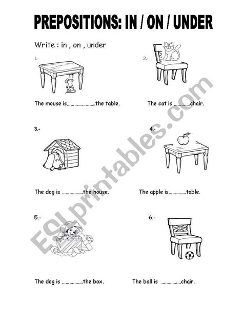 Prepositions In On Under Esl Worksheet By Hadaazul