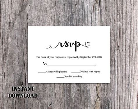 DIY Wedding RSVP Template Download Printable Wedding Rsvp - Etsy | Rsvp ...