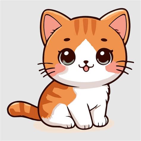 Vector Desenho Animado De Gato Bonito Fundo Branco Vetor Premium