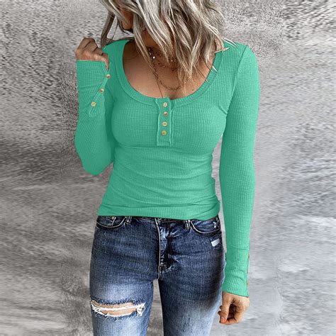 2024 Cute Tops For Women Casual Button Down T Shirts Ribbed Knit Birthday Spring Tunic Skimpy