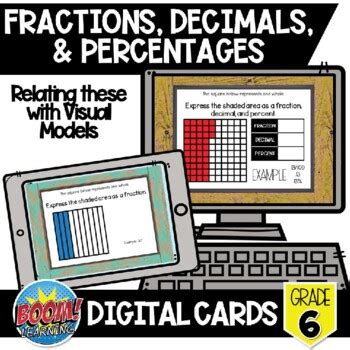 Fractions Decimals Percentages Boom Card Bundle Digital Cards