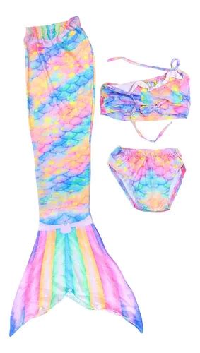 3 Piezas Set Cola De Sirena Y Bikini Niñas Traje De Baño Meses sin interés