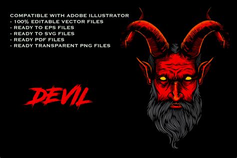 Vintage Devil Head Vector Graphic By Kusumaillustration Creative Fabrica