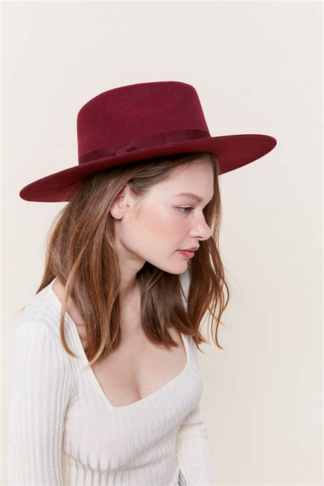 Uo Flat Brim Felt Fedora Felt Fedora Comfortable Thanksgiving