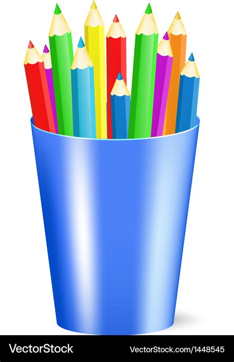 Several Color Pencils In A Cup Royalty Free Vector Image