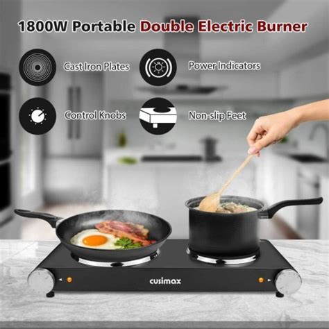 CUSIMAX CMHP B201 1800W Double Cast Iron Hot Plate Burner Electric Cooktop