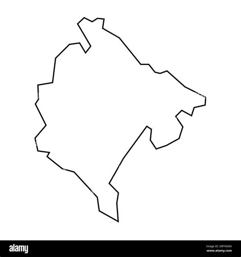 Montenegro Country Thin Black Outline Silhouette Simplified Map