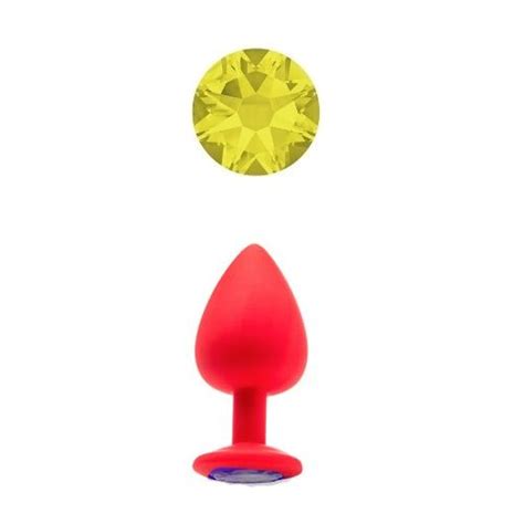 Plug Anal Silicone Médio Vermelho Pedra Amarela Intense Sex Shop