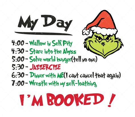 My Day Grinch SVG, PNG, PDF, My Day I’M Booked Svg, Resting Grinch Face