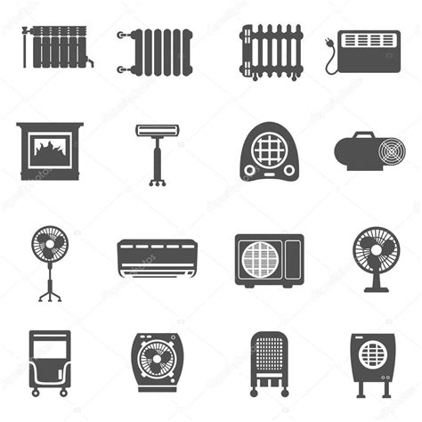 Conjunto de iconos de calefacción y refrigeración Stock Vector by