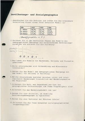 Altklausur F Geographie Unterrichtsfach Humangeographie