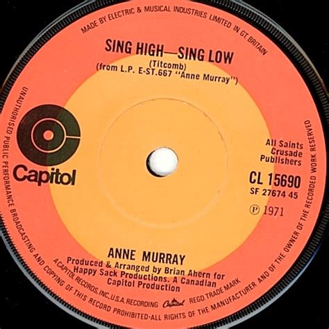 Anne Murray – Sing High, Sing Low (1971, Vinyl) - Discogs