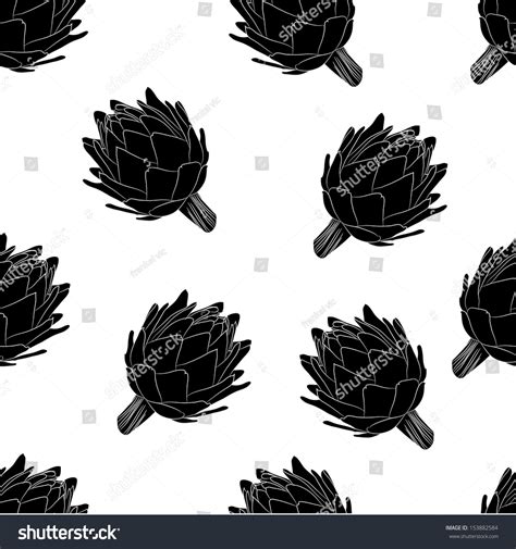 Artichokes Seamless Pattern Black Vector Stock Vector Royalty Free 153882584 Shutterstock