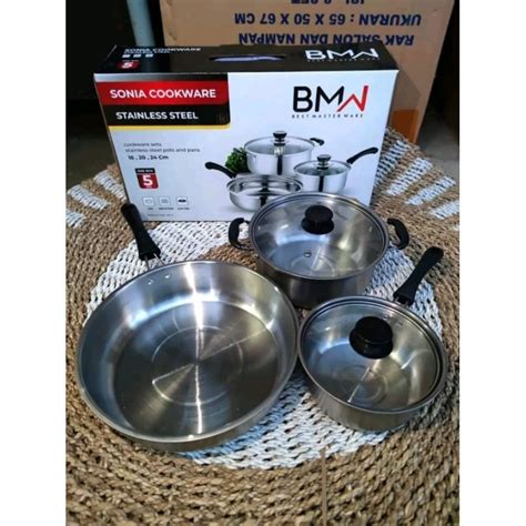 Jual Panci BMW Sonia Bahan Stainles Tutup Kaca Isi 3pcs Shopee Indonesia