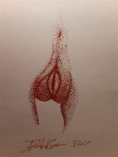 Brown Pen Stippling Study Of A Shaven Vagina From The Rear Scrolller