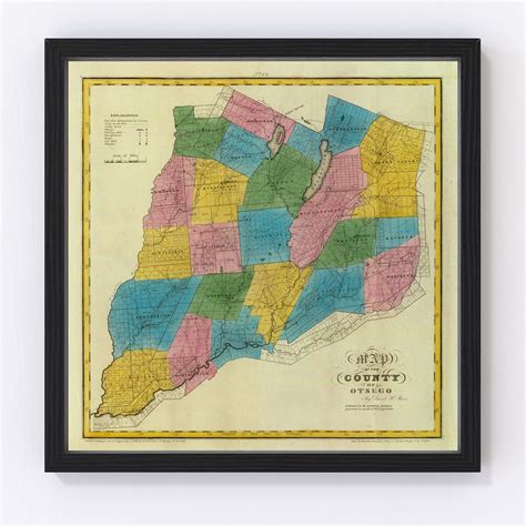 Vintage Map Of Otsego County New York 1829 By Teds Vintage Art