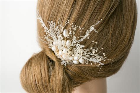 Haarkamm Braut Mit Trockenblumen Real Pearls Giuliblum Blumen