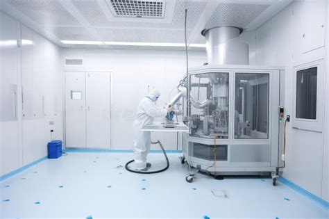 Cleanroom With Robot Performing Precise And Delicate Stock Photo