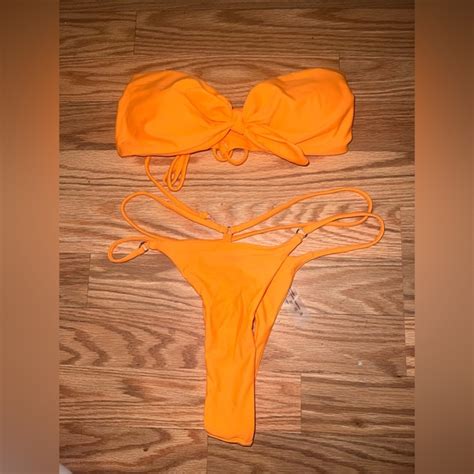 Shein Swim Shein Strapless Orange Bikini Set Poshmark