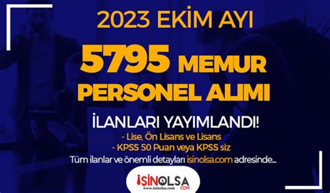 Ekim 2024 Kamu Özel Memur Personel Alımı İlanları Kamu Memur