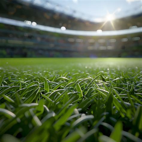 Premium Photo Lush Green Soccer Field With Stadium Lights In The