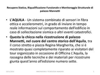 Monitoraggio Strutturale Del Palazzo Storico Ppt