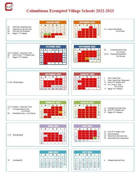 2022-23 Calendar | Columbiana Exempted Village School District